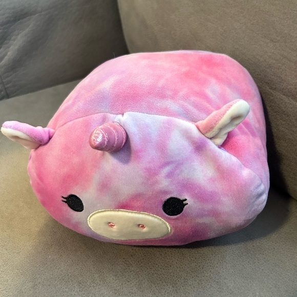 Lola Kellytoy 8 Inch Stackable Squishmallow Pink Purple Tie-Dye Unicorn Pig - Picture 1 of 6